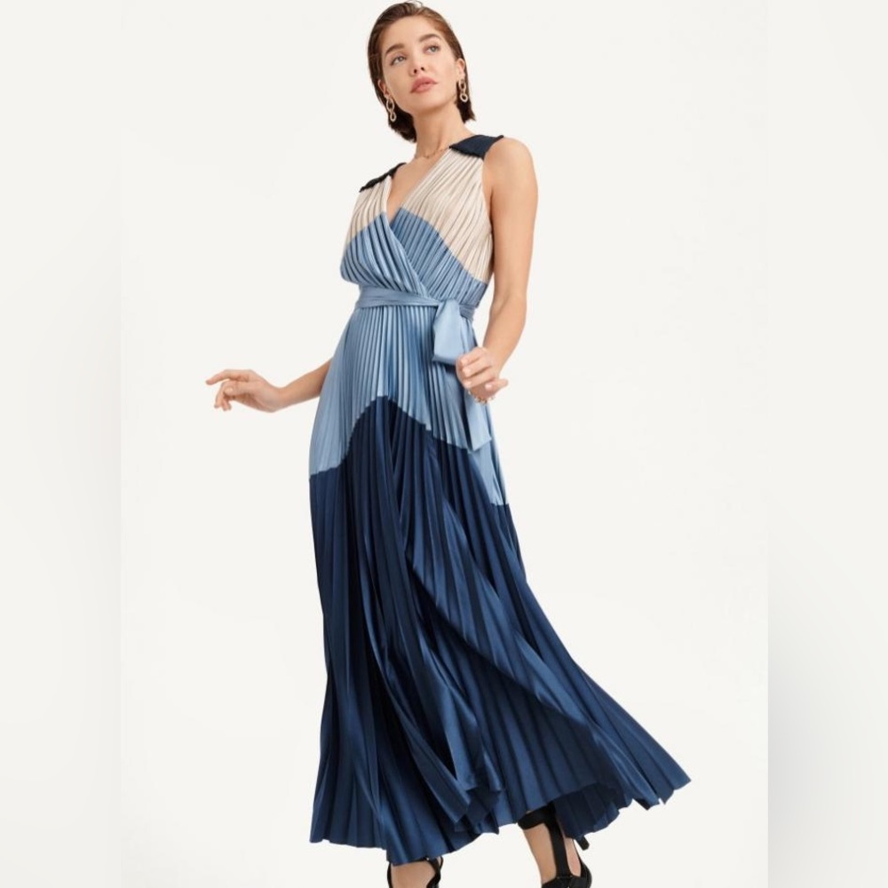 DKNY Pleated Colorblocked Gown - Picture 3 of 14